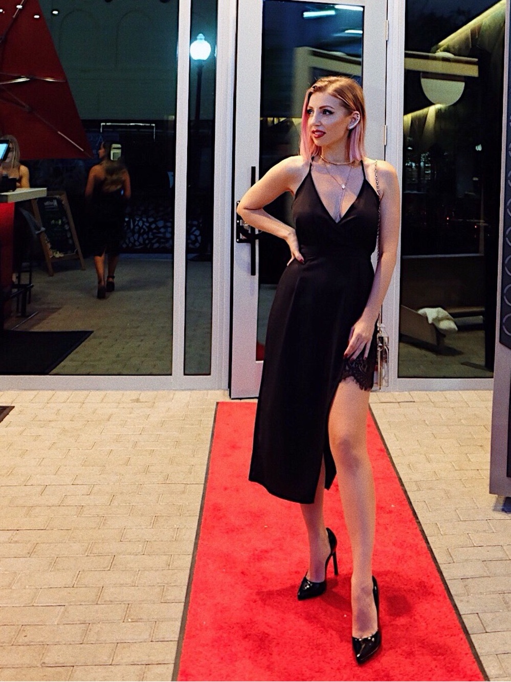 Black Spaghetti Strap Wrap Midi Dress